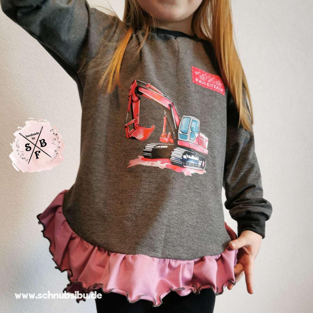 Bügelbild Bagger pink